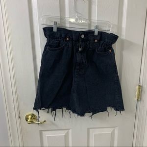 Zara Cinched Waist Denim Skirt